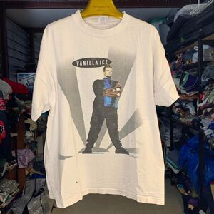 Vintage Distressed 1990s RARE Vanilla Ice Rap Tee Shirt Size XLarge Thrashed